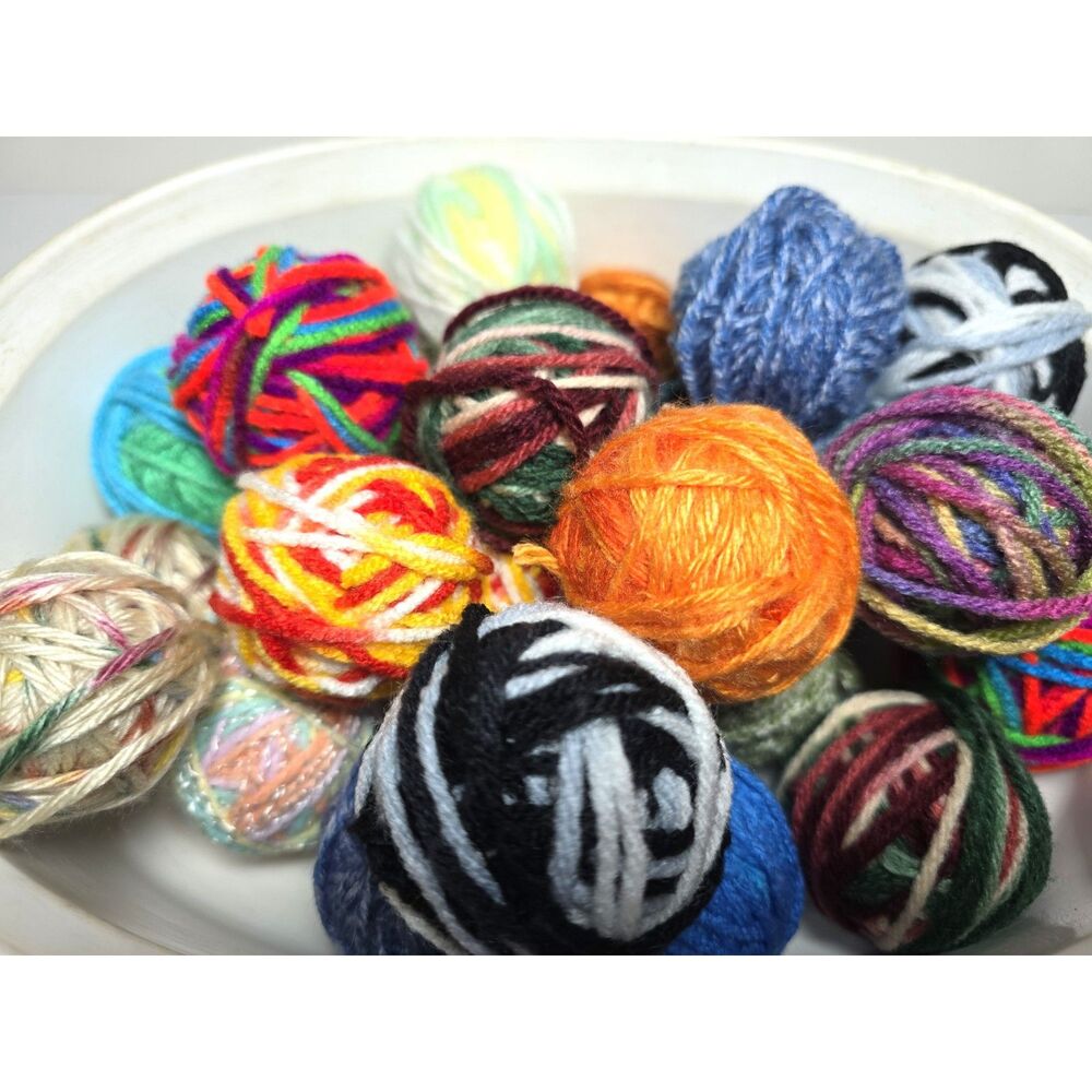 Yarn Ball Lot X 26 Variegated & Multi Color Assortment Acrylic Destash Sampler